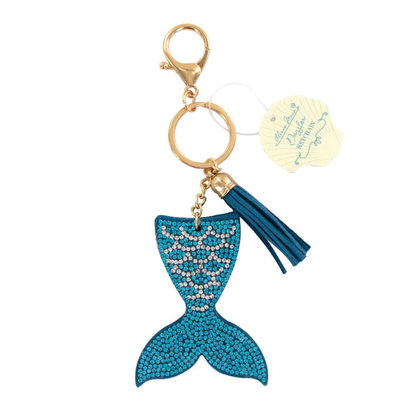Blue Mermaid Tail Sparkle Keychain