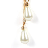 Necklace, Double Layered Gold Drop Chain - Pearl