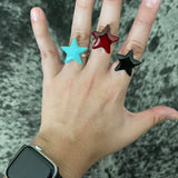 Large Onyx Star Sterling Ring