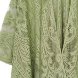 Floral Lace Fringe Boho Kimono Wrap Shawl Cover Up Sage Green