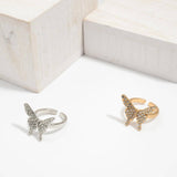 Crystal Butterfly Ring - Silver