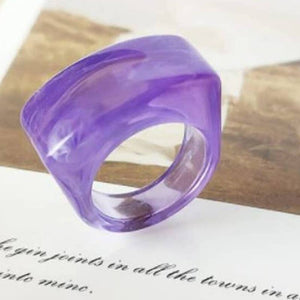 Purple Chunky Oblong Acrylic Ring - 8