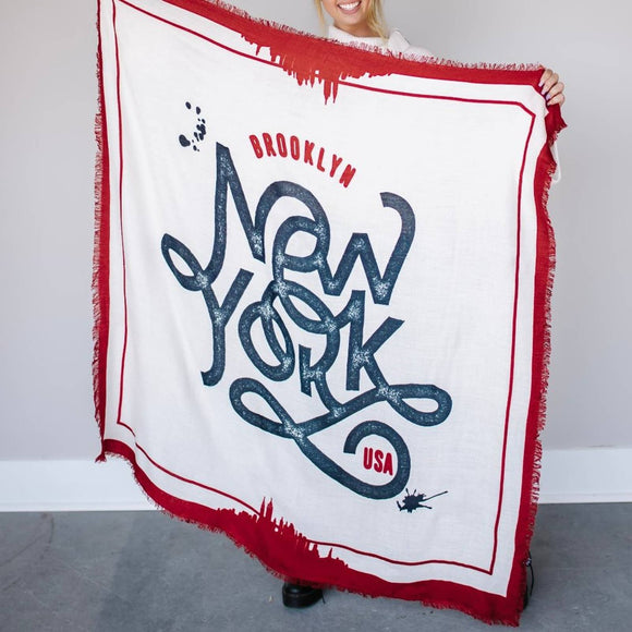 Unique Brooklyn New York Shawl, Wrap, Blanket