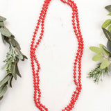 Red Beaded Necklace - 60" long