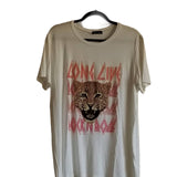 Long Live Rock N Roll Leopard on White Tee