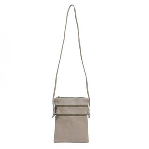 Neutral Tan Multi Zipper Crossbody Purse