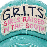 Embroidered Girls Raised in the South G.R.I.T.S Turquoise Ballcap Trucker Hat