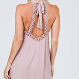 Mauve Pink Halter Tie Back Dress
