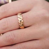 Gold Braided Twist Cuff Accent Ring Size 7