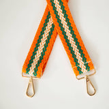 Orange, Green, White Stripe Woven Crossbody Purse Strap