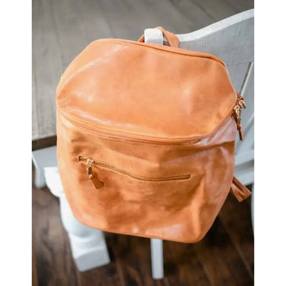 Camel Brown Versatile Convertible Backpack Bag Purse Tote