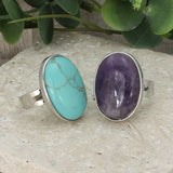 Stone Statement Large Natural Gemstone Ring Turquoise