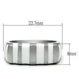 White Enamel Stainless Steel Stripe Rectangle Dome Ring Size 10