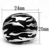 Black Enamel Stainless Steel Tiger Design Dome Ring Size 9