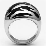 Black Enamel Stainless Steel Tiger Design Dome Ring Size 9